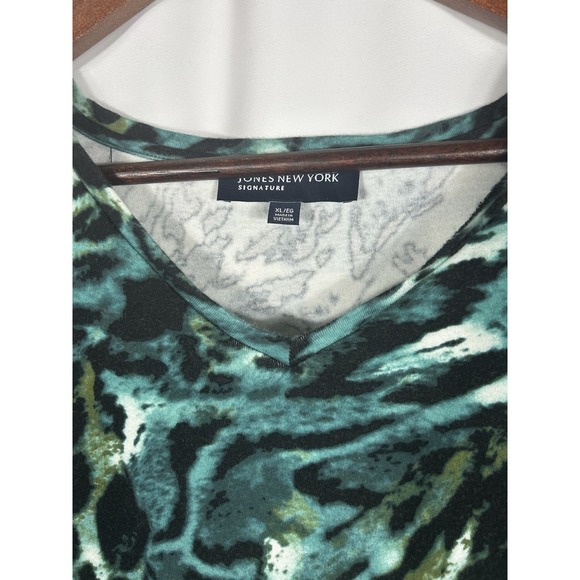 Jones NY Women's Animal Print Knit Top Size XL Boho Fairy Grunge Artsy Mob Wife - Picture 6 of 10